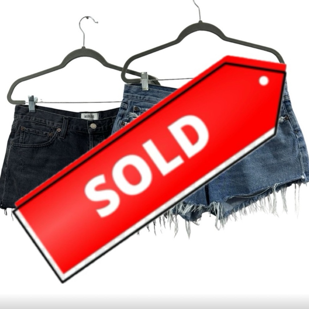 Agolde Parker Denim Jean Shorts Bundle Lot Blue & Faded Black Button Fly Size 31